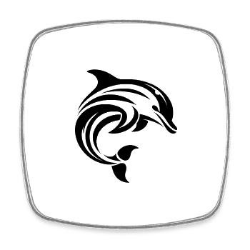 Dolphin Tribal Tattoo in Swinging Form - Square fridge magnet - white - Front
