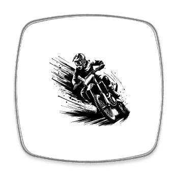 Enduro Fahrer mit Kraft und Geschwindigkeit - Viereckiger Kühlschrankmagnet - Weiß - Vorne