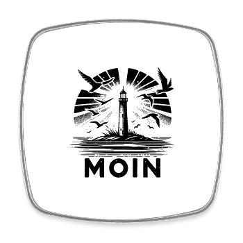 Lighthouse Moin Coastal Scene with Seagulls - Square fridge magnet - white - Front