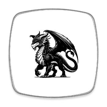Schlauer Drache mit riesigen Flügeln Tattoo Style - Viereckiger Kühlschrankmagnet - Weiß - Vorne