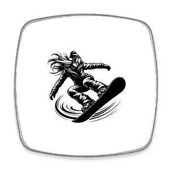 Coole Snowboarderin Snowboarding mit Eleganz - Viereckiger Kühlschrankmagnet - Weiß - Vorne