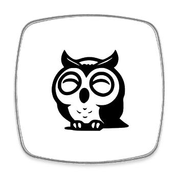 Kleine knuffige Eule Design mit großen Augen - Viereckiger Kühlschrankmagnet - Weiß - Vorne