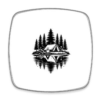 Camping im Wald am Natur See - Viereckiger Kühlschrankmagnet - Weiß - Vorne