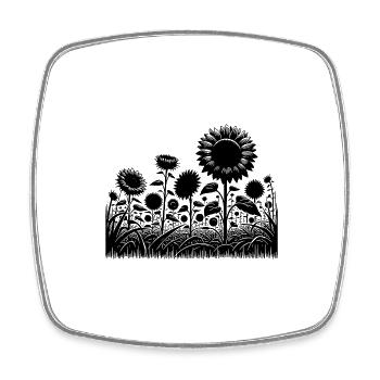 Blühende Sonnenblumen auf einem großen Feld - Viereckiger Kühlschrankmagnet - Weiß - Vorne