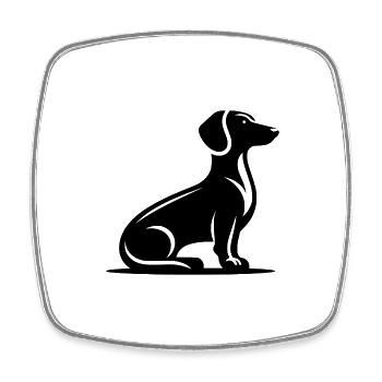 Minimalist Dachshund Silhouette Dog Portrait - Square fridge magnet - white - Front