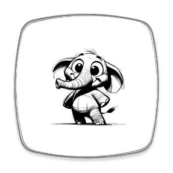 Elephant baby with huge trunk and eyes - Square fridge magnet - white - Front