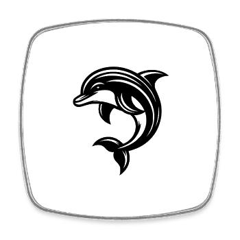 Süsser niedlicher Tattoo Delfin - Viereckiger Kühlschrankmagnet - Weiß - Vorne