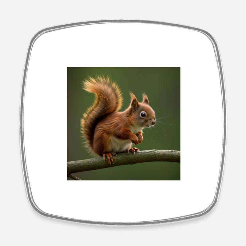 Red squirrel - Square fridge magnet - white