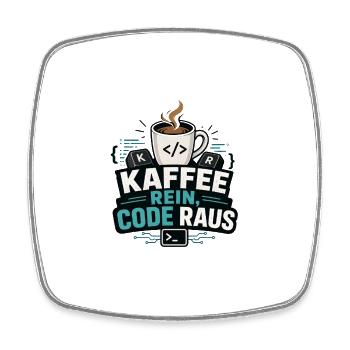 Kaffee rein, Code raus - Viereckiger Kühlschrankmagnet - Weiß - Vorne