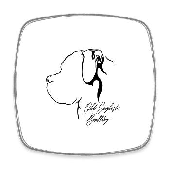 OLD ENGLISH BULLDOG Profil Chiens Wilsigns - Magnet carré - blanc - Devant