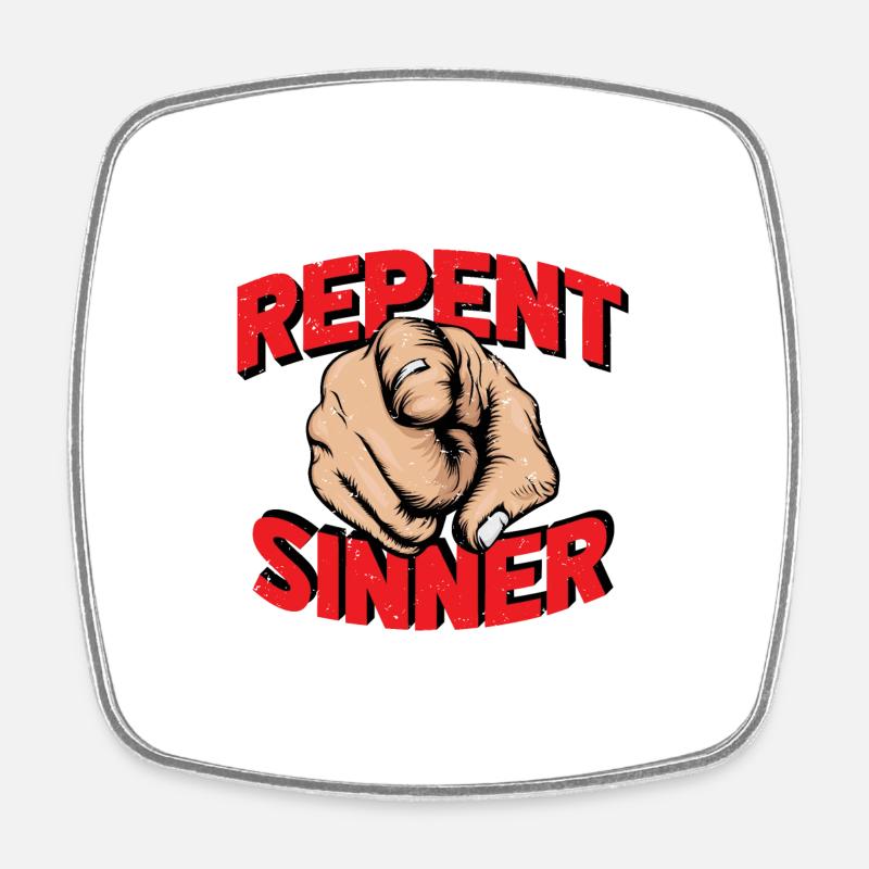 Repent Sinner Red - Square fridge magnet - white