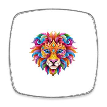 Mardi Gras Lion - Comic Book Style - Square fridge magnet - white - Front