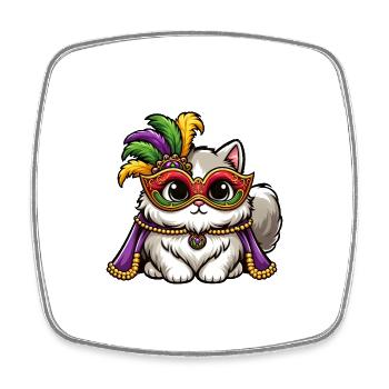Mardi Gras Perserkatze Maskierte Katzenverkleidung - Viereckiger Kühlschrankmagnet - Weiß - Vorne