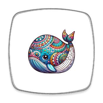 Artistiquement peint baleine éclosion de l’œuf de Pâques - Magnet carré - blanc - Devant