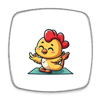 Chicken Hen Yoga Meditation Gymnastics - Square fridge magnet - white - Front