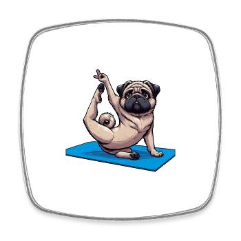 Funny Pug: Yoga & Whimsical Meditation - Square fridge magnet - white - Front