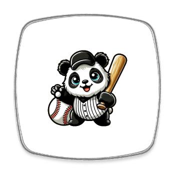 Panda Baseballspieler in Aktion - Viereckiger Kühlschrankmagnet - Weiß - Vorne