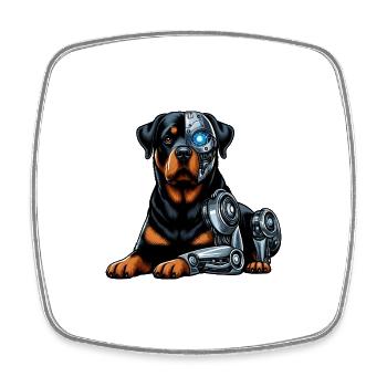 Rottweiler Cyborg Robot Espace - Magnet carré - blanc - Devant