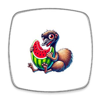 Süßer Strauß Emu mit Wassermelone Cartoon Sommer - Viereckiger Kühlschrankmagnet - Weiß - Vorne
