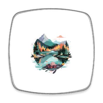 Serene Landscape Calm Tranquil Nature Outdoors - Square fridge magnet - white - Front