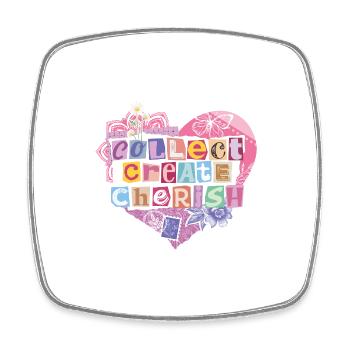 COLLECT CREATE CHERISH – Scrapbooking & Junk Journ - Viereckiger Kühlschrankmagnet - Weiß - Vorne