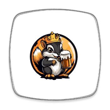 Squirrel Beer - Square fridge magnet - white - Front