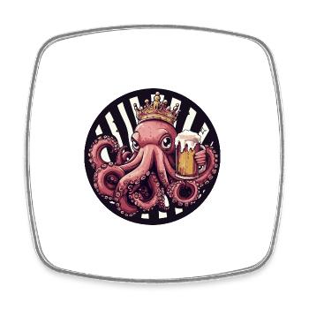 Oktopus Bier - Viereckiger Kühlschrankmagnet - Weiß - Vorne