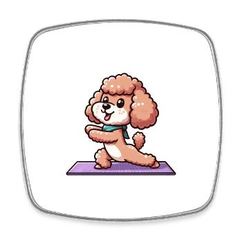 Poodle Yoga Exercises Meditation Training - Square fridge magnet - white - Front