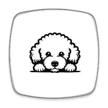 Conception vectorielle de bichon frisé couché - Magnet carré - blanc - Devant