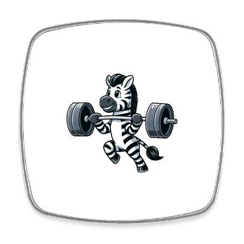 Starkes Zebra beim Hantel-Workout - Viereckiger Kühlschrankmagnet - Weiß - Vorne