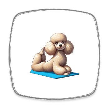 Gymnastique de yoga caniche chien - Magnet carré - blanc - Devant