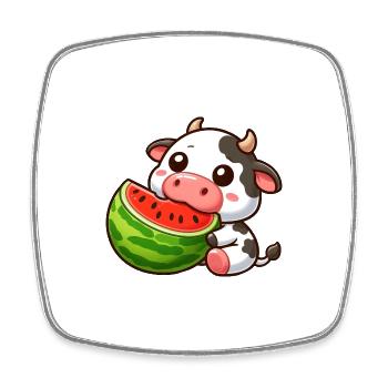 Funny Cow Bull Melon Summer Watermelon - Square fridge magnet - white - Front