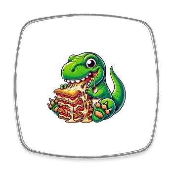 T-Rex Dino Lasagne Pâtes Dinosaure Italien F - Magnet carré - blanc - Devant