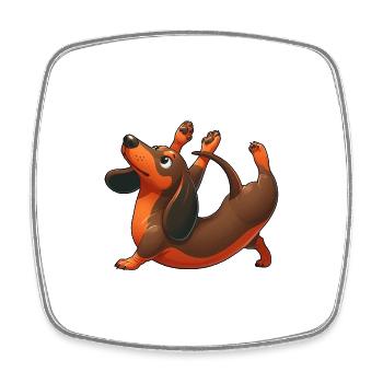 Dachshund Yoga Exercises & Gymnastics Stretching - Square fridge magnet - white - Front