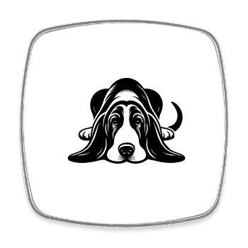 Lying Basset Hound Vector Design - Square fridge magnet - white - Front