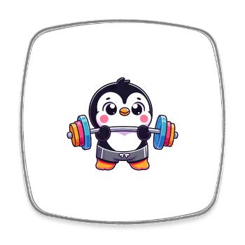 Colorful Penguin Weightlifting Workout - Square fridge magnet - white - Front