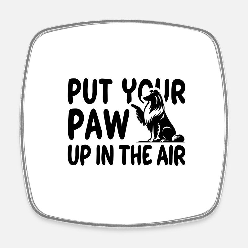 Collie High Five - Vector Design - Square fridge magnet - white