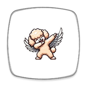 Chien de dessin animé caniche ange mignon avec des ailes - Magnet carré - blanc - Devant