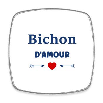 Bichon - Magnet carré - blanc - Devant