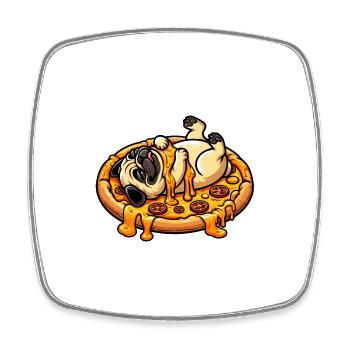 Pug & Pizza: A Cheese Festival for Lovers - Square fridge magnet - white - Front