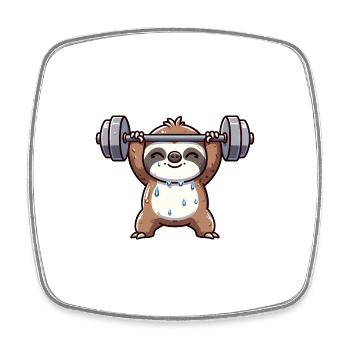 Entraînement d’haltères Sloth Fitness - Magnet carré - blanc - Devant