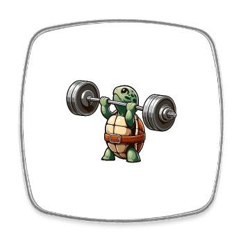 Starke Schildkröte Gewichtheber Workout Training - Viereckiger Kühlschrankmagnet - Weiß - Vorne