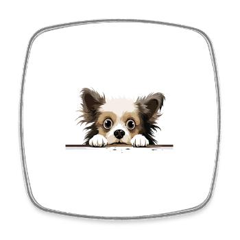 Puppy Peeking Cute Adorable Funny Animal Cartoon - Square fridge magnet - white - Front