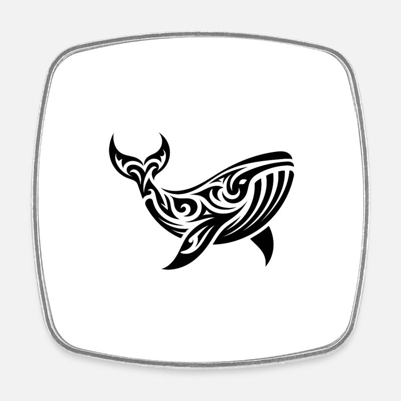 Style de tatouage tribal élégant énorme baleine - Magnet carré - blanc