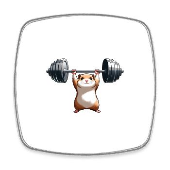 Cool Hamster Dumbbell Weightlifter Fitness - Square fridge magnet - white - Front
