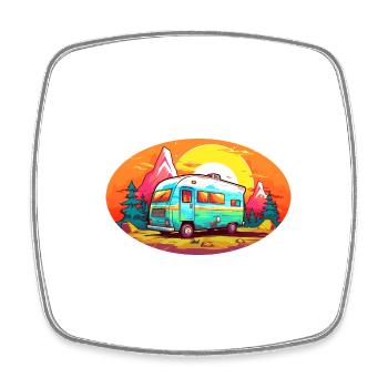 Summer camping - Square fridge magnet - white - Front