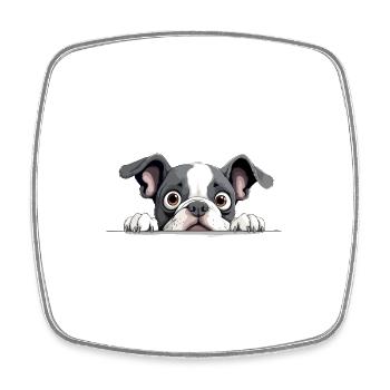 Bouledogue français Coup d’œil mignon Adorable animal drôle - Magnet carré - blanc - Devant