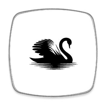 Stolze elegante Schwan Silhouette Portrait - Viereckiger Kühlschrankmagnet - Weiß - Vorne