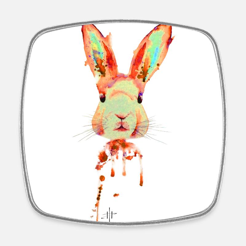Rabbit Neon Orange - Square fridge magnet - white