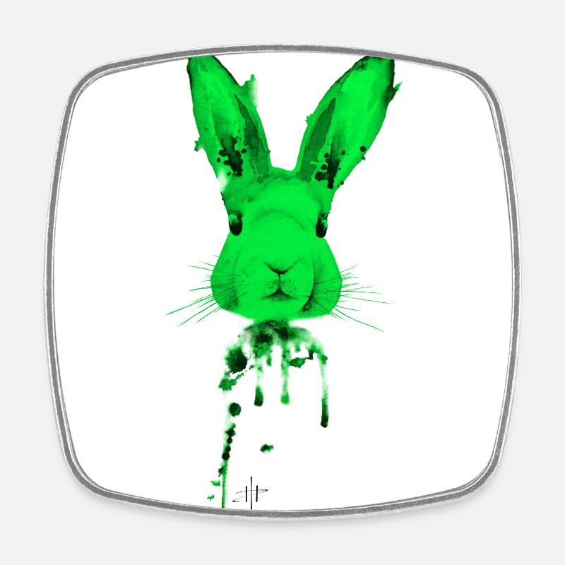 Vert lapin - Magnet carré - blanc